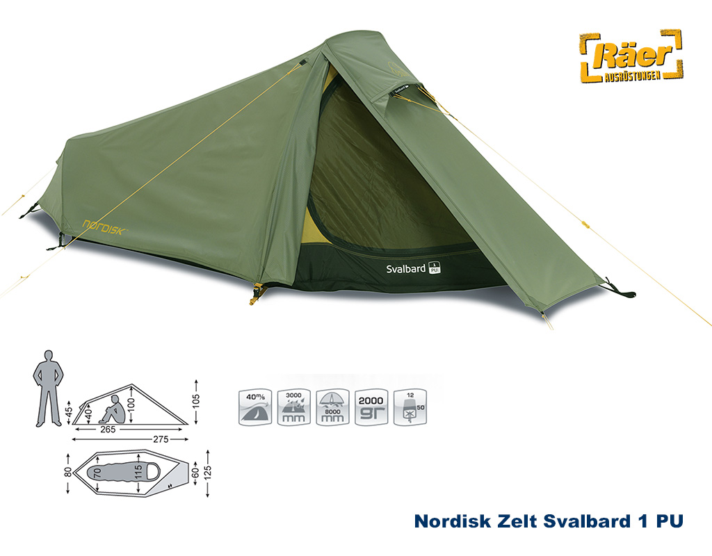 Nordisk Zelt 1 P. Svalbard 1 PU, dark olive    A