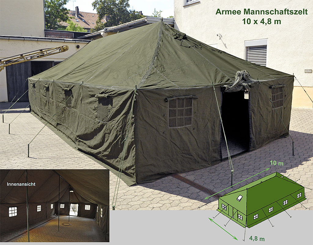 Armee Mannschaftszelt 10 x 4,8 m    A