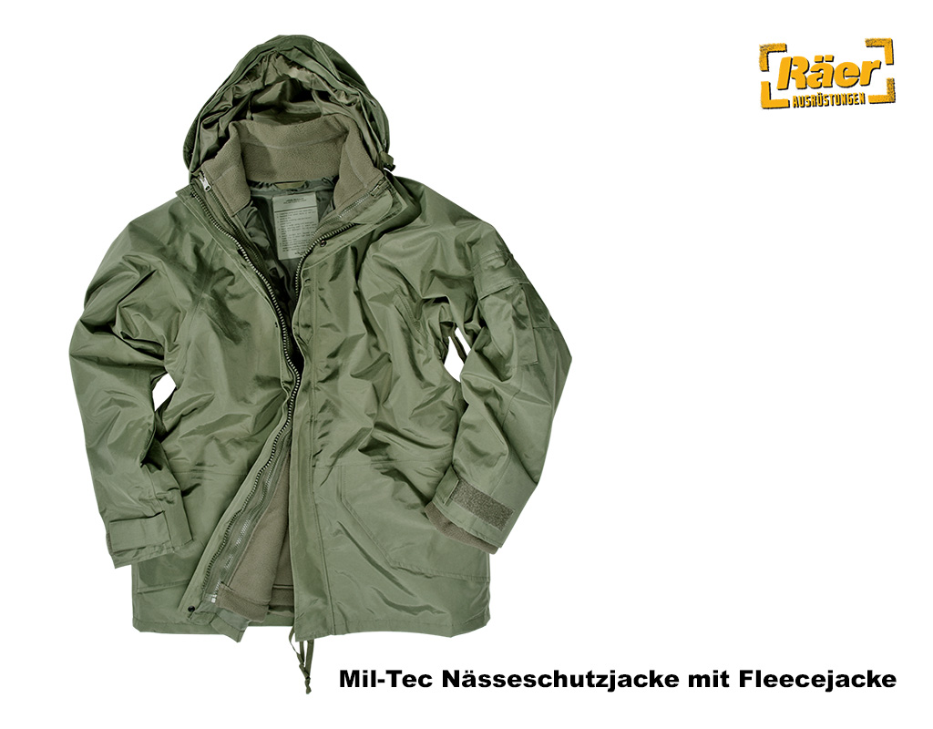 Mil-Tec Nässeschutzjacke mit Fleecejacke    A