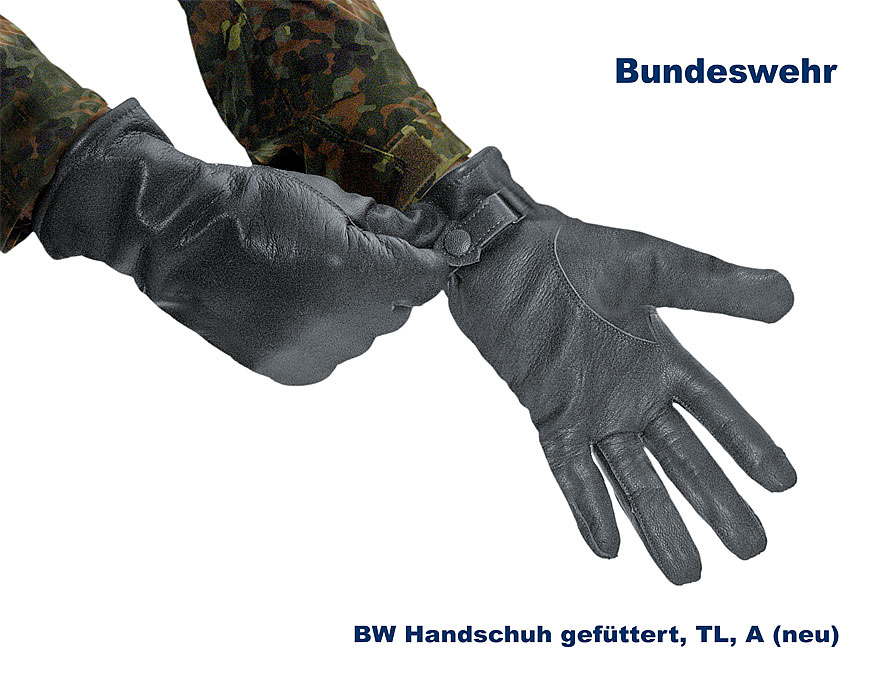 BW Lederhandschuhe, gefüttert, TL-Version    A