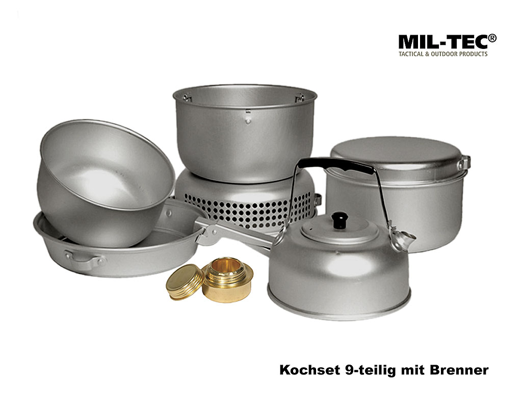 Kochset Alu, 9-teilig, mit Brenner    A