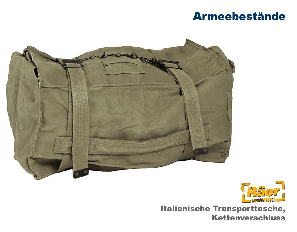 Italienische Reisetasche, Kettenverschluss, oliv B