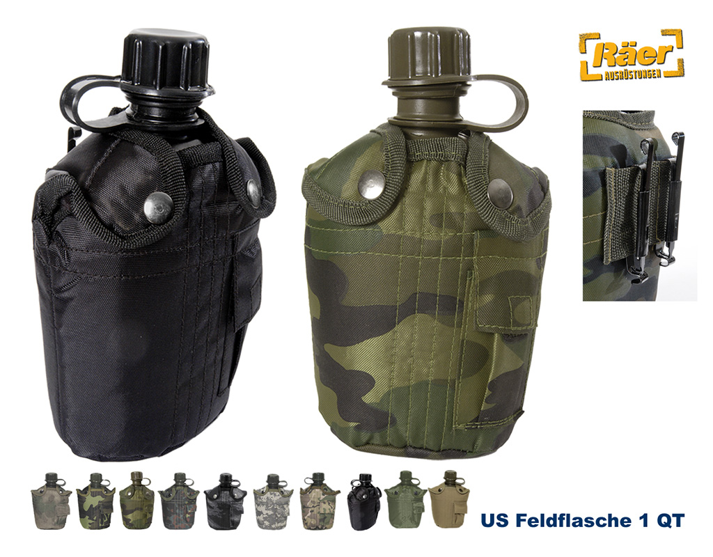 US Feldflasche 1QT, mit Hülle      A