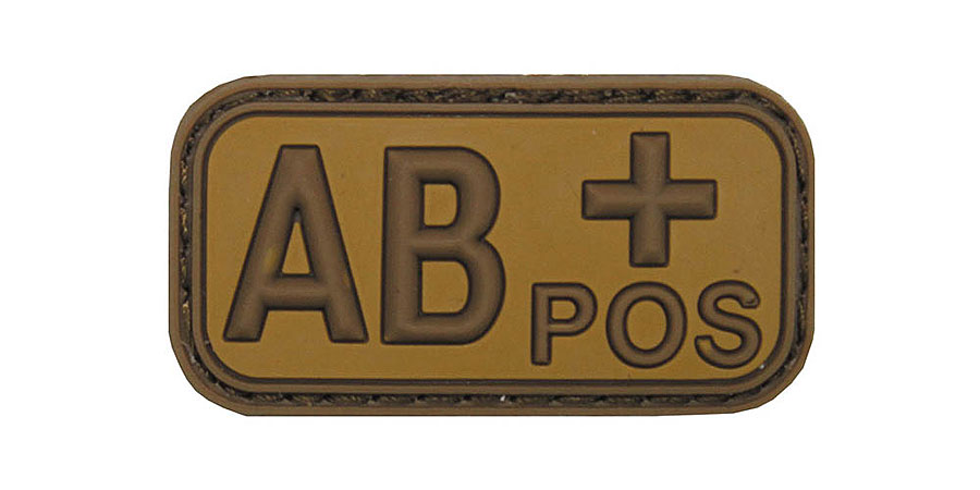 3D Klettabzeichen Blutgruppe, 5 cm, coyote    A