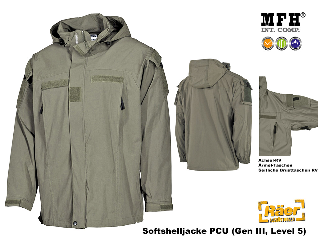 Softshelljacke PCU Gen III Level 5 mit Kapuze    A