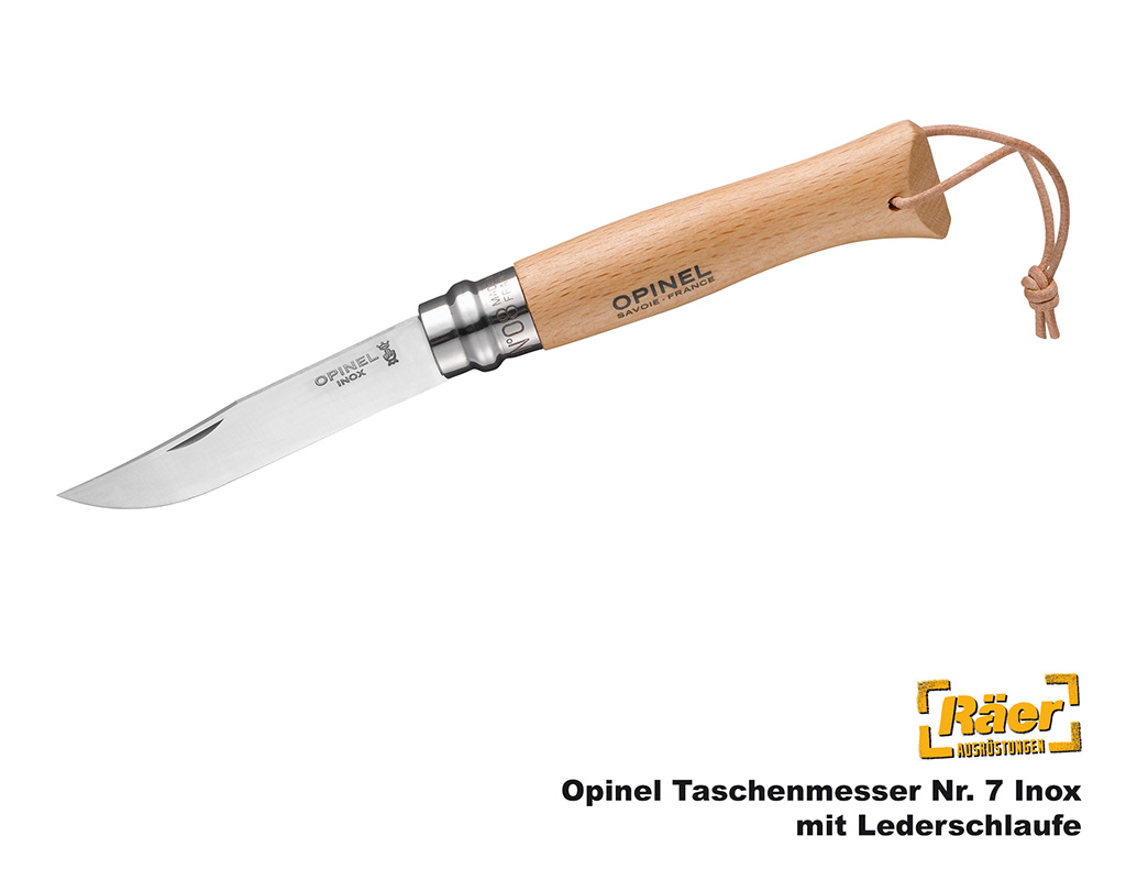 Opinel Taschenmesser, Edelstahlkl., Lederriemen  A