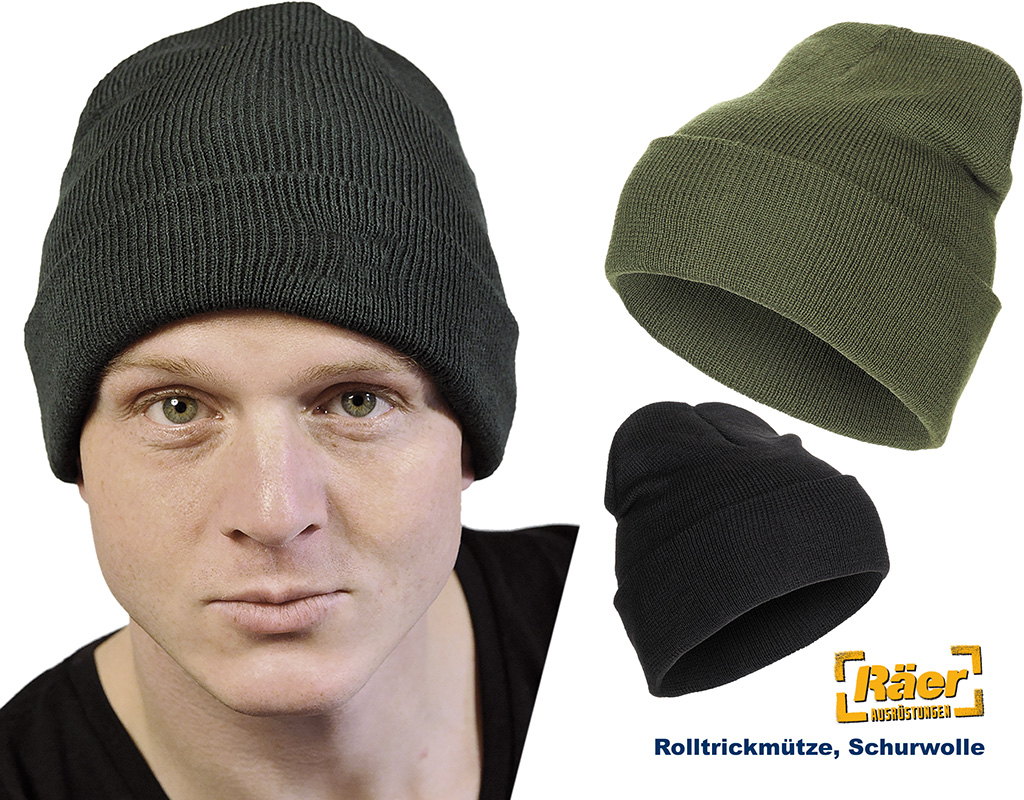 Rollstrickmütze, 100 % Schurwolle    A