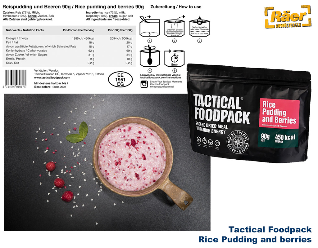 Tactical Foodpack Rice Pudding and Berries    A