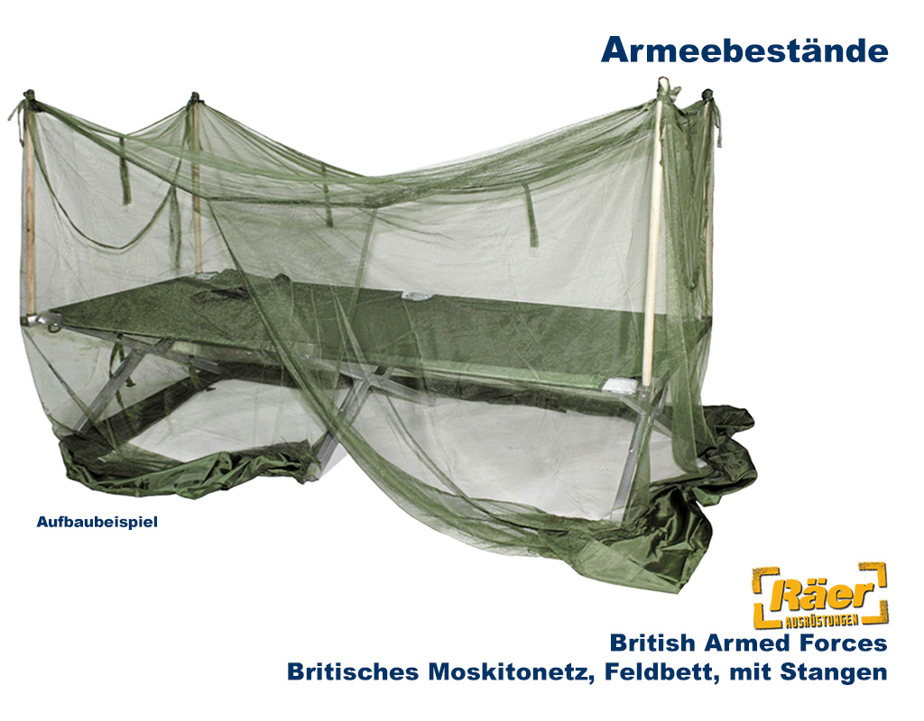 Britisches Moskitonetz Feldbett, 4 Stangen    A/B