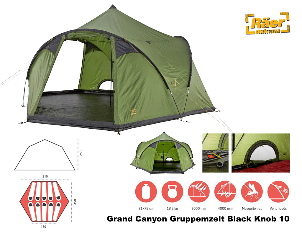 Grand Canyon Zelt 10 P. Black Knob 10 Olive    A