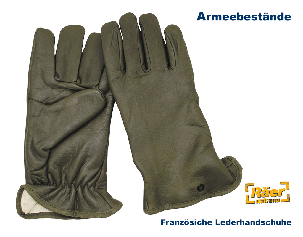 Französische Lederhandschuhe, oliv    A/B