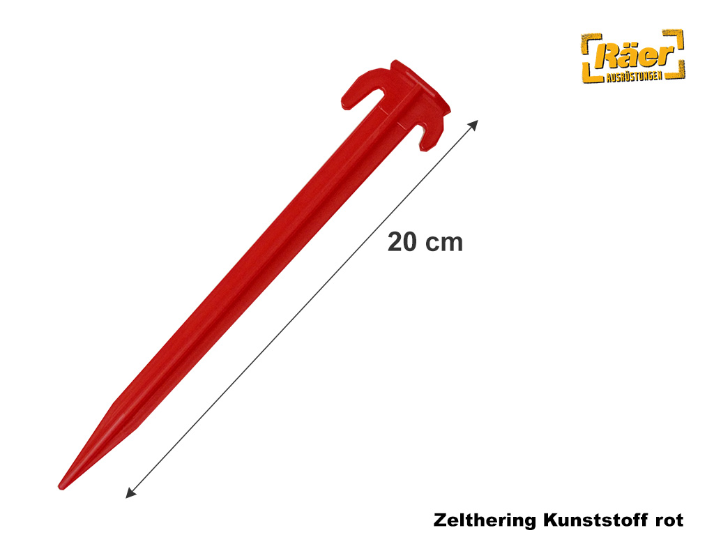 6 Stück Zelthering 20cm, Kunststoff rot    A