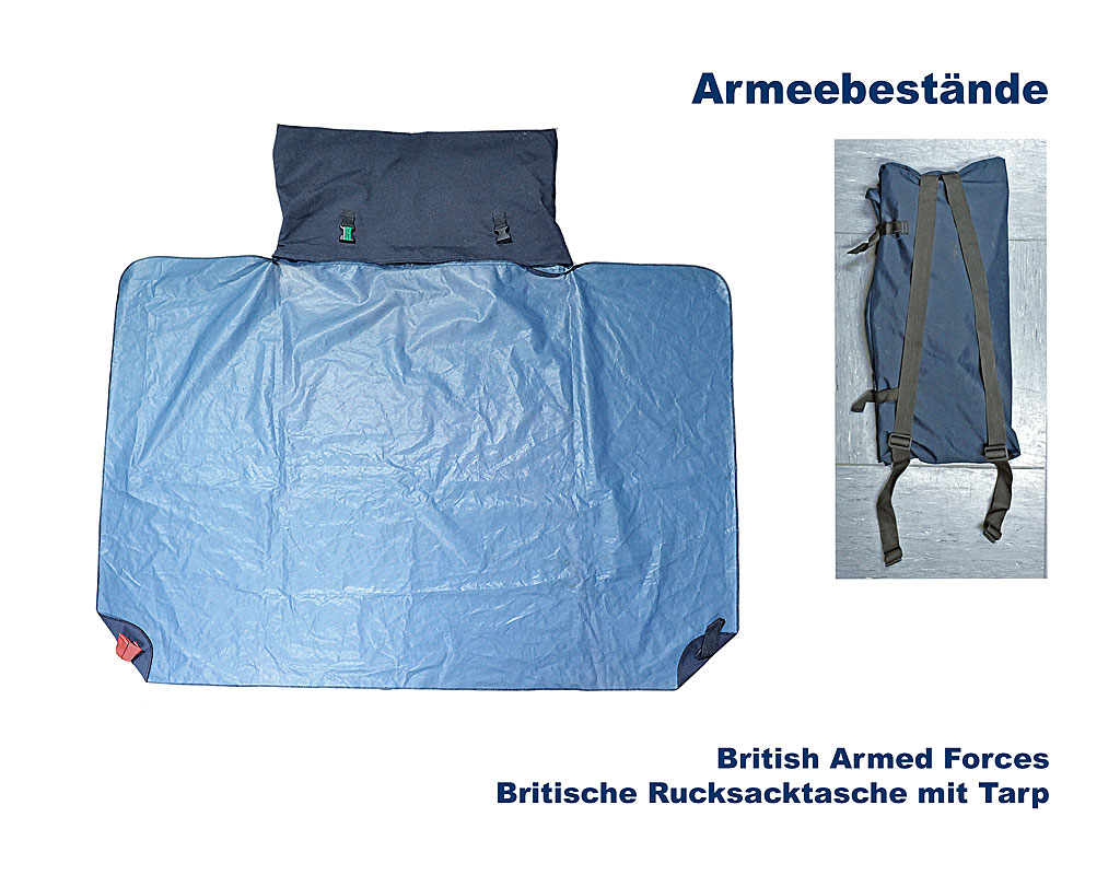 Britische Rucksacktasche mit Tarp, blau    B