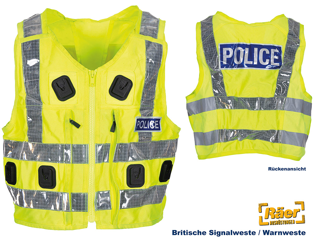 Britische Signalweste Police, Reflexstr, gelb    B