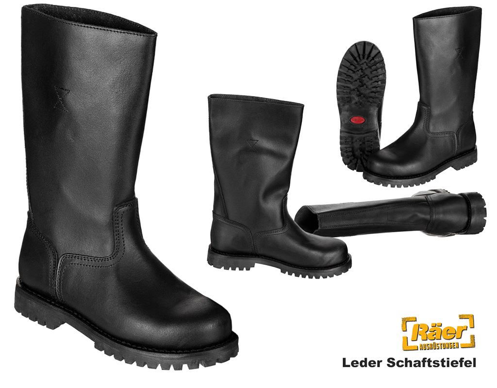 Französischer Leder Schaftstiefel, schwarz    A/B