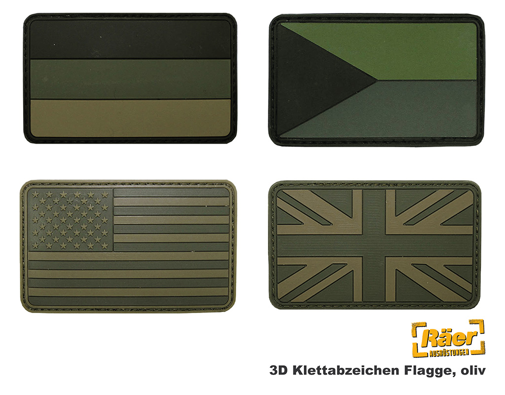 3D Klettabzeichen Flagge 8x5 cm, oliv... A