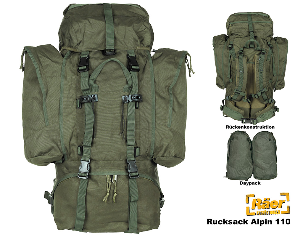 Rucksack Alpin 110, abnehmbare Seitentaschen  A