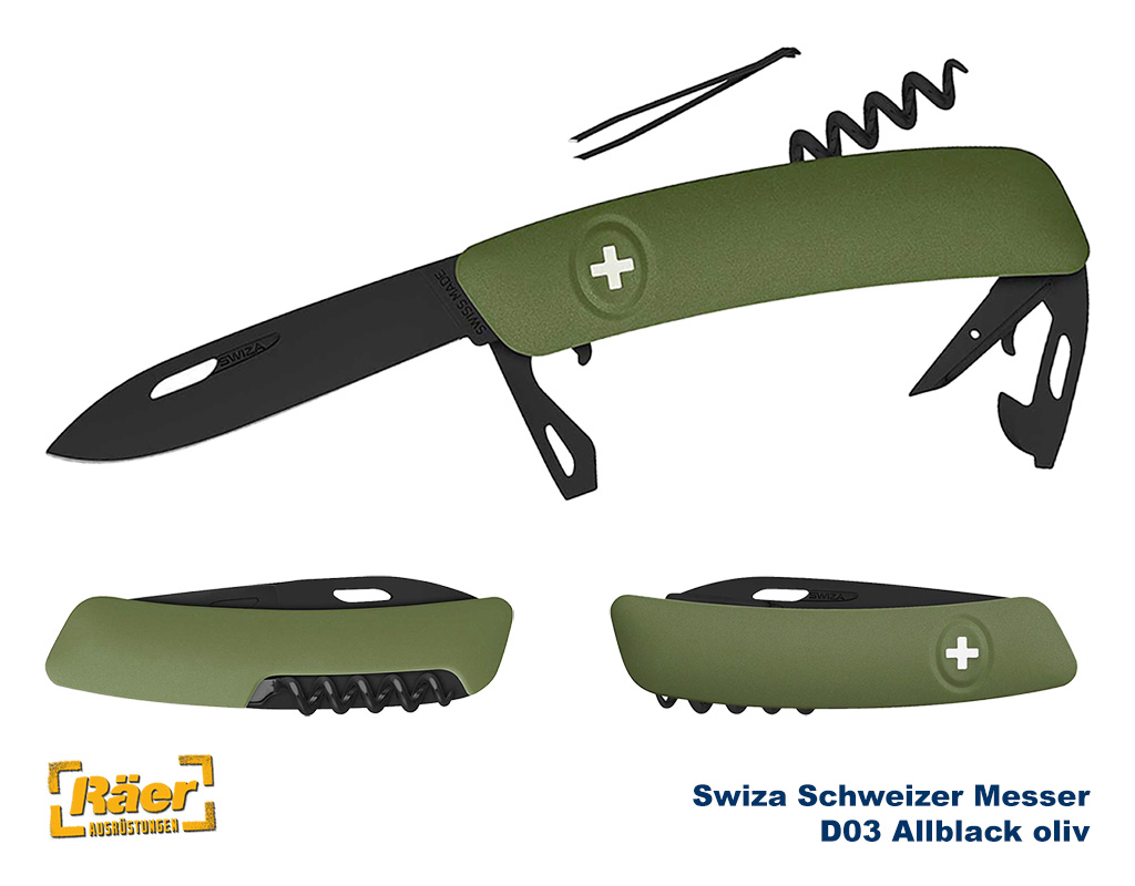 Swiza Schweizer Messer D03 All black, oliv    A