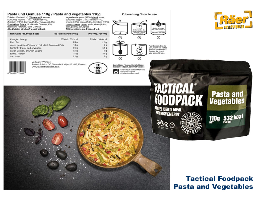 Tactical Foodpack Pasta and Vegetables    A