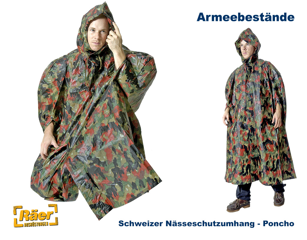 Schweizer Regenponcho (Nässeschutzumhang)    A/B