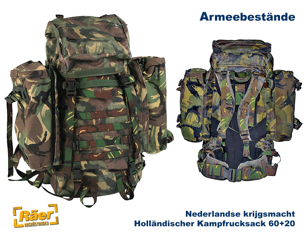 Holländischer Kampfrucksack 60+20 "klein", tarn  B