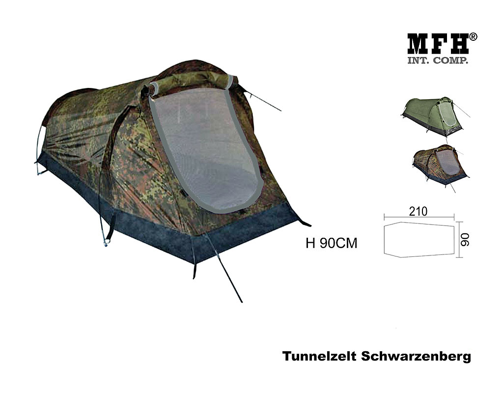 Tunnelzelt 1 P. Schwarzenberg, 210x90x90 cm    A