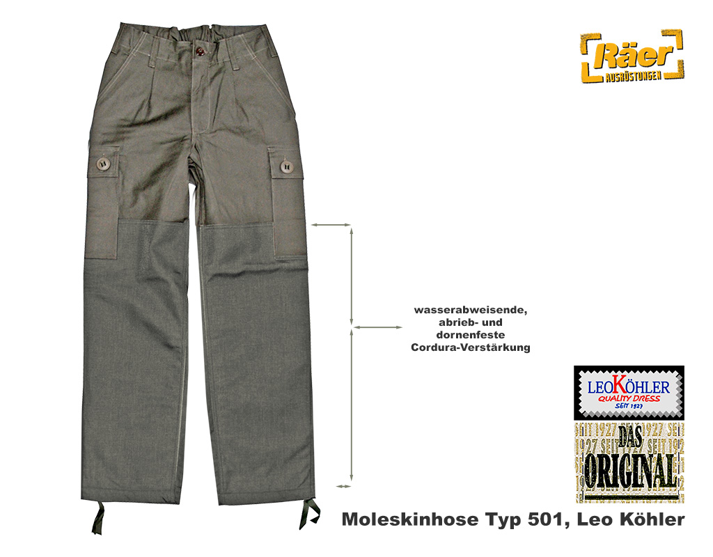 BW Moleskinhose Typ 501, Jagdhose Nässeschutz    A