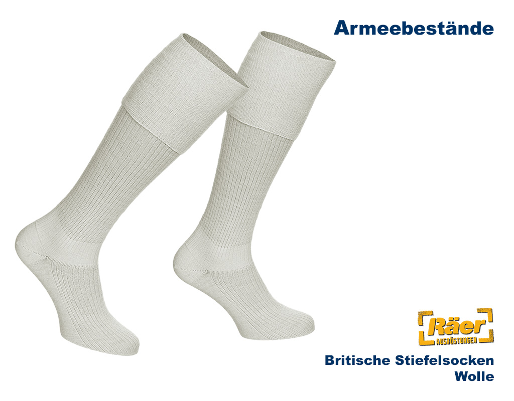 Britische Stiefelsocken, Wolle, leicht, weiß   A/B