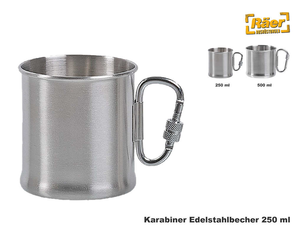 Karabinerbecher Edelstahl 250 ml    A