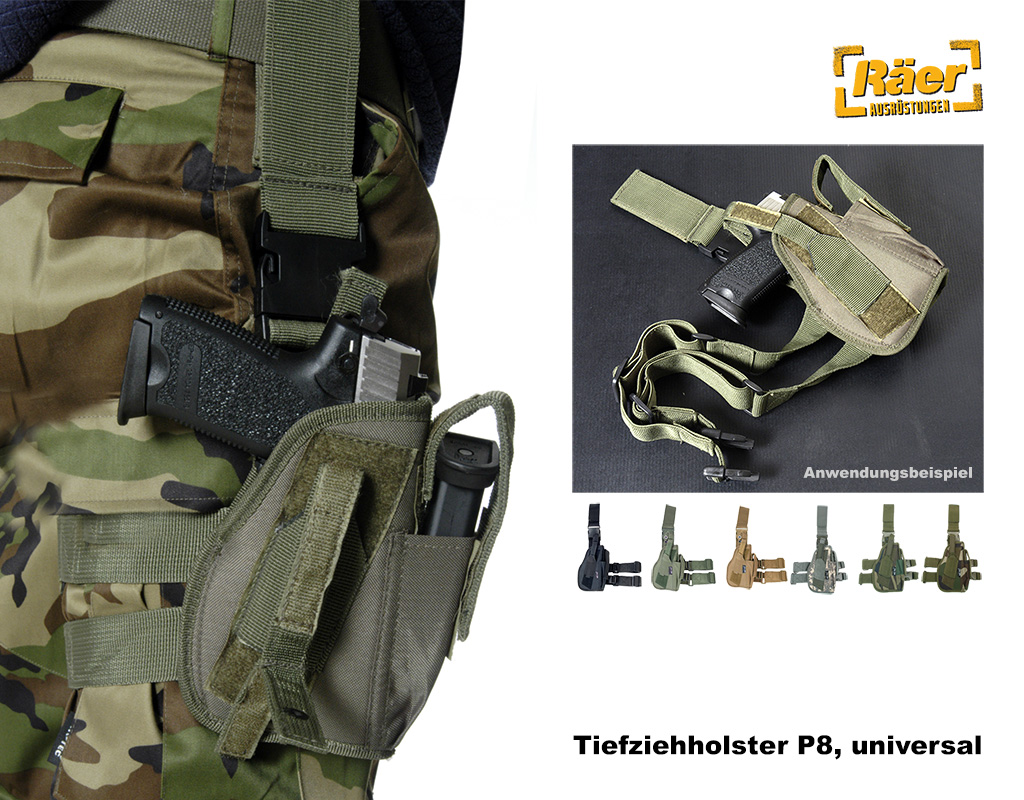 Pistolentiefziehholster P8, Beinholster... A