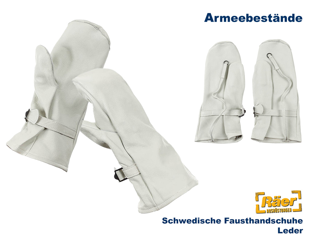 Schwedische Fausthandschuhe, Leder    A/B