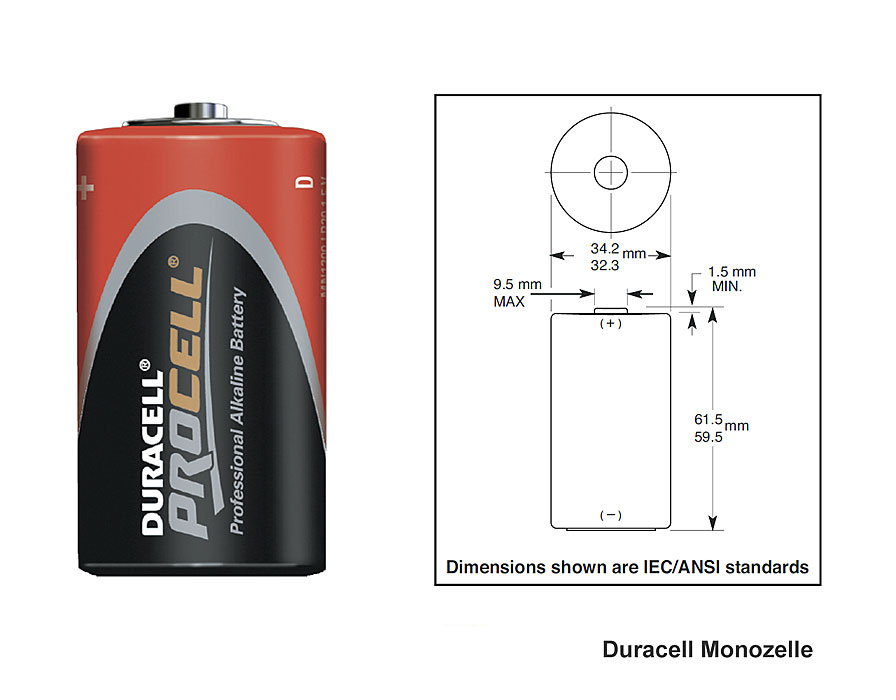 Duracell Mono-Batterie, Alkaline, Procell Pro.   A