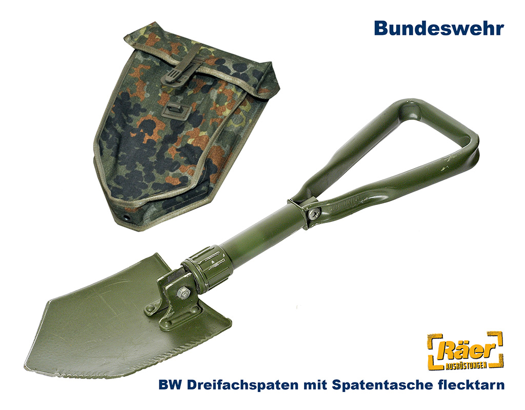 BW Dreifachklappspaten m. Spatentasche flecktarn B