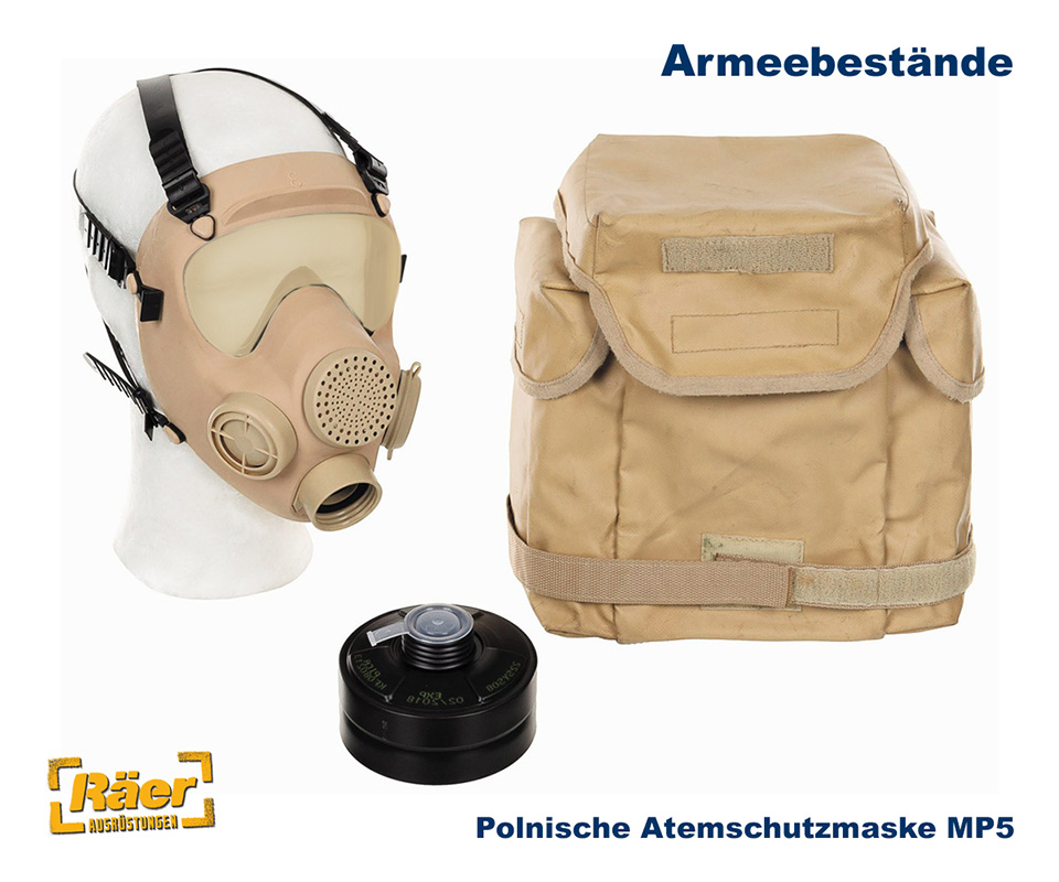 Polnische Atemschutzmaske MP5 khaki, trüb    B/C
